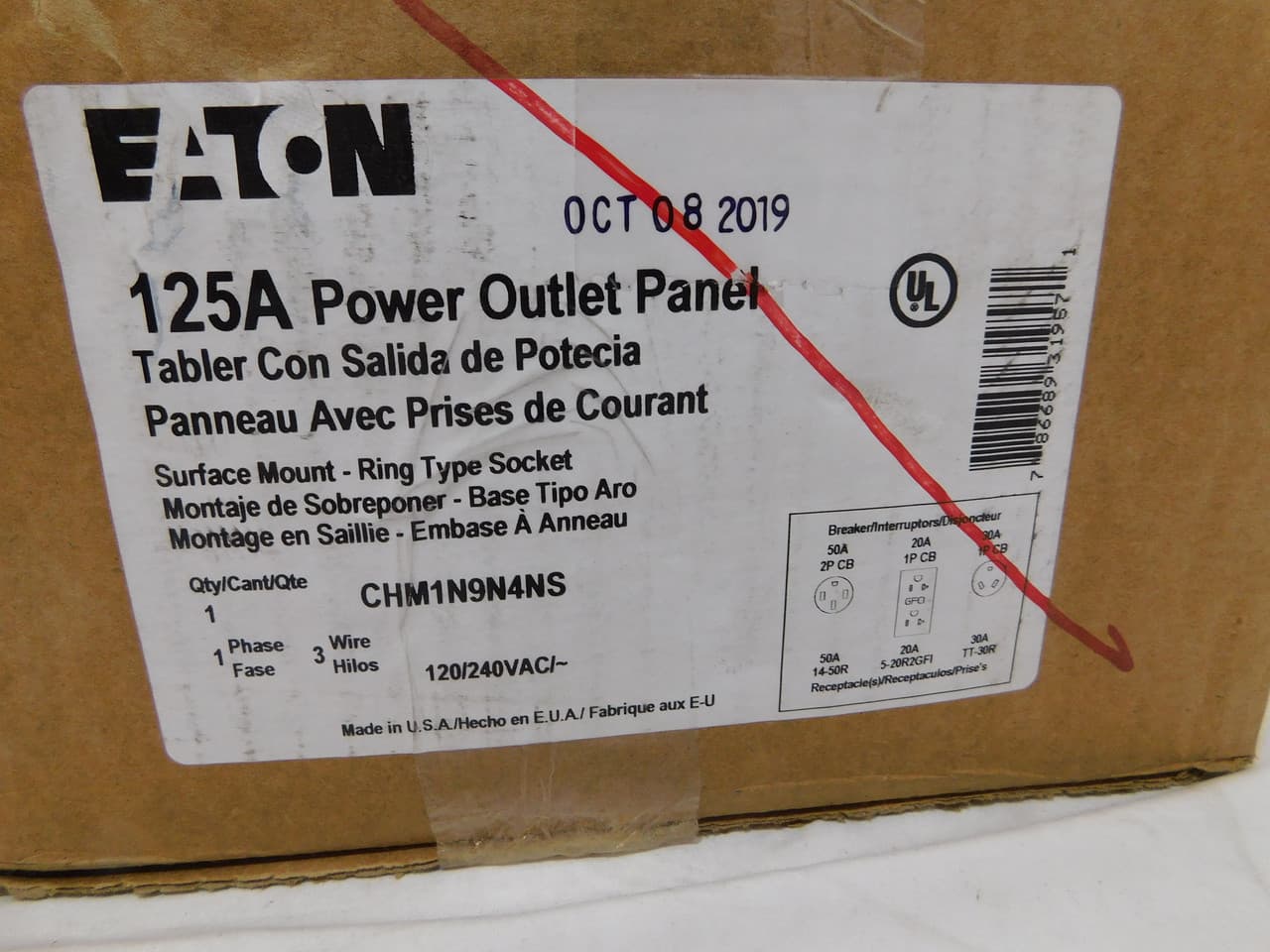 Eaton CHM1N9N4NS CHM1N9N4NS Eaton - Eaton pedestal mount metered, L/Pos 1: NEMA 14-50R Non-grd fault, C/Pos 2: NEMA 5-20R2GFI WR/TR Non-grd fault, R/Pos 3: NEMA TT-30R Non-grd fault, Surface mounted, 4 circuit Eaton CHM1N9N4NS CHM1N9N4NS Eaton - Eaton pedestal mount metered, L/Pos 1: NEMA 14-50R Non-grd fault, C/Pos 2: NEMA 5-20R2GFI WR/TR Non-grd fault, R/Pos 3: NEMA TT-30R Non-grd fault, Surface mounted, 4 circuit
