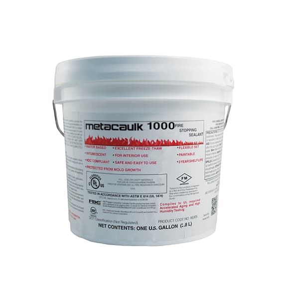 NSI Industries 66305 Metacaulk® 1000 is a water based, single-component, general purpose, fire-rated sealant for through-penetrations on both vertical and horizontal surfaces, as well as construction joints. It is designed for use in floors or walls and can be used on PVC, CP NSI Industries 66305 Metacaulk® 1000 is a water based, single-component, general purpose, fire-rated sealant for through-penetrations on both vertical and horizontal surfaces, as well as construction joints. It is designed for use in floors or walls and can be used on PVC, CP