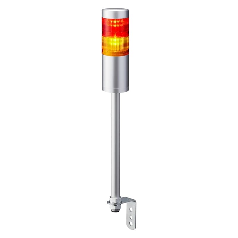 Patlite LR6-202LJNU-RY 60mm, 2-tier Signal Tower, 24V DC, Pole Mount with L Bracket and Cable, Silver Patlite LR6-202LJNU-RY 60mm, 2-tier Signal Tower, 24V DC, Pole Mount with L Bracket and Cable, Silver