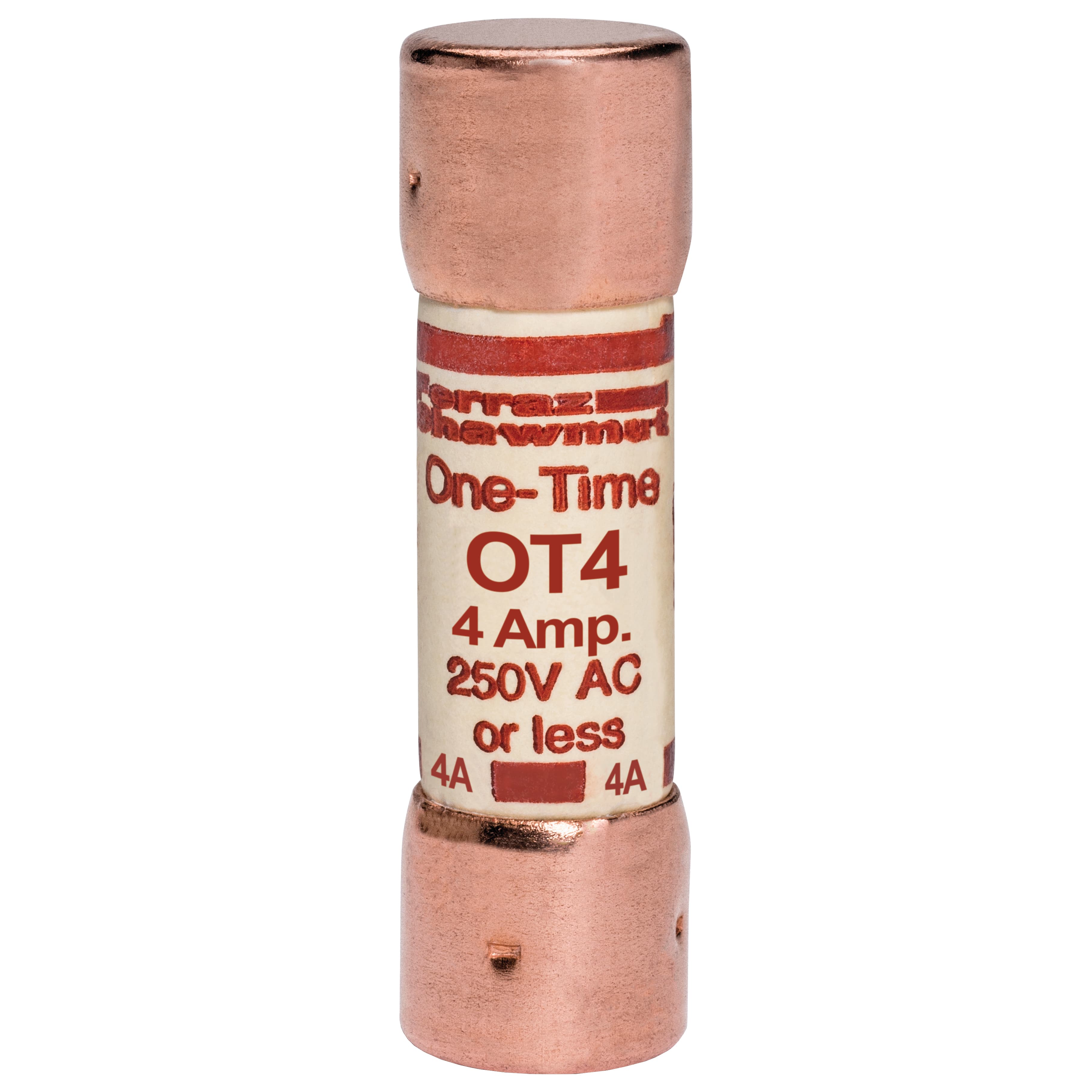 Mersen OT4 OT4 Mersen - Fuse OT - Class K5 - Fast-Acting 250VAC 250VDC 4A Ferrule Amp-Trap® Mersen OT4 OT4 Mersen - Fuse OT - Class K5 - Fast-Acting 250VAC 250VDC 4A Ferrule Amp-Trap®
