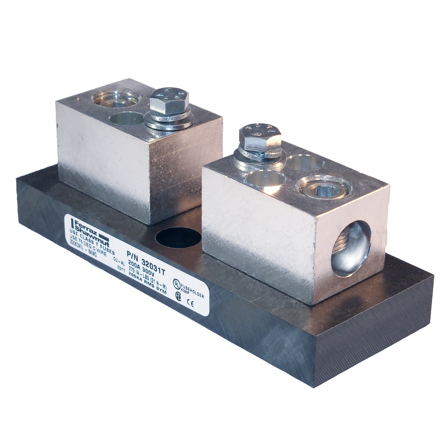 Mersen 32031T 32031T Mersen - Fuse Block 300VAC 300VDC Class T 200A 1-Pole Box with Reinforced Clip Mersen 32031T 32031T Mersen - Fuse Block 300VAC 300VDC Class T 200A 1-Pole Box with Reinforced Clip