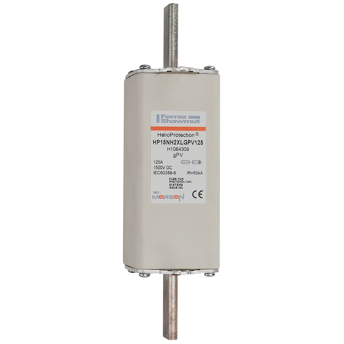 Mersen H1064309 H1064309 Mersen Photovoltaic fuse gPV 1500VDC IEC 1500VDC UL Size 2XL 125A With Plain Blades For Clip Mersen H1064309 H1064309 Mersen Photovoltaic fuse gPV 1500VDC IEC 1500VDC UL Size 2XL 125A With Plain Blades For Clip