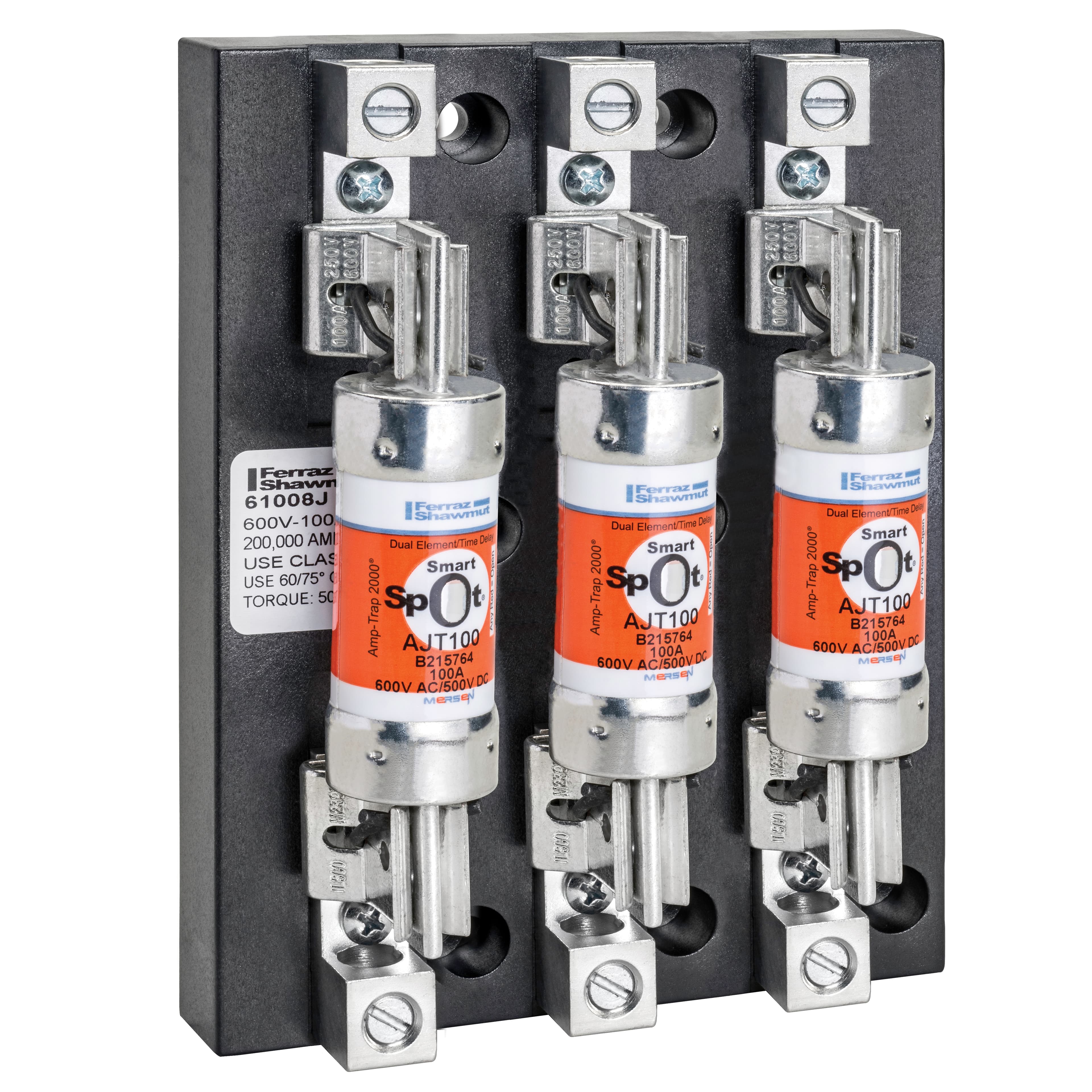 Mersen 61008J 61008J Mersen - Fuse Block 600VAC 600VDC Class J 100A 3-Pole Box with Reinforced Clip Mersen 61008J 61008J Mersen - Fuse Block 600VAC 600VDC Class J 100A 3-Pole Box with Reinforced Clip