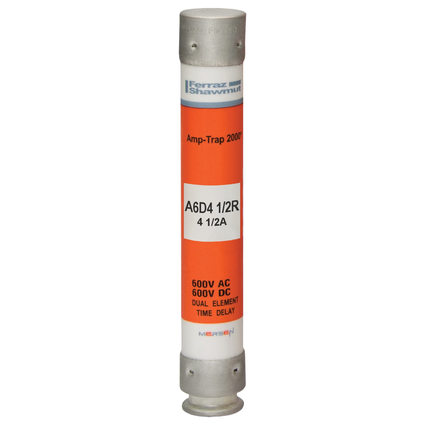 Mersen A6D4-1/2R A6D4-1/2R Mersen - Fuse A6D-R - Class RK1 - Time-Delay 600VAC 600VDC 4.5A Ferrule Amp-Trap 2000® Mersen A6D4-1/2R A6D4-1/2R Mersen - Fuse A6D-R - Class RK1 - Time-Delay 600VAC 600VDC 4.5A Ferrule Amp-Trap 2000®