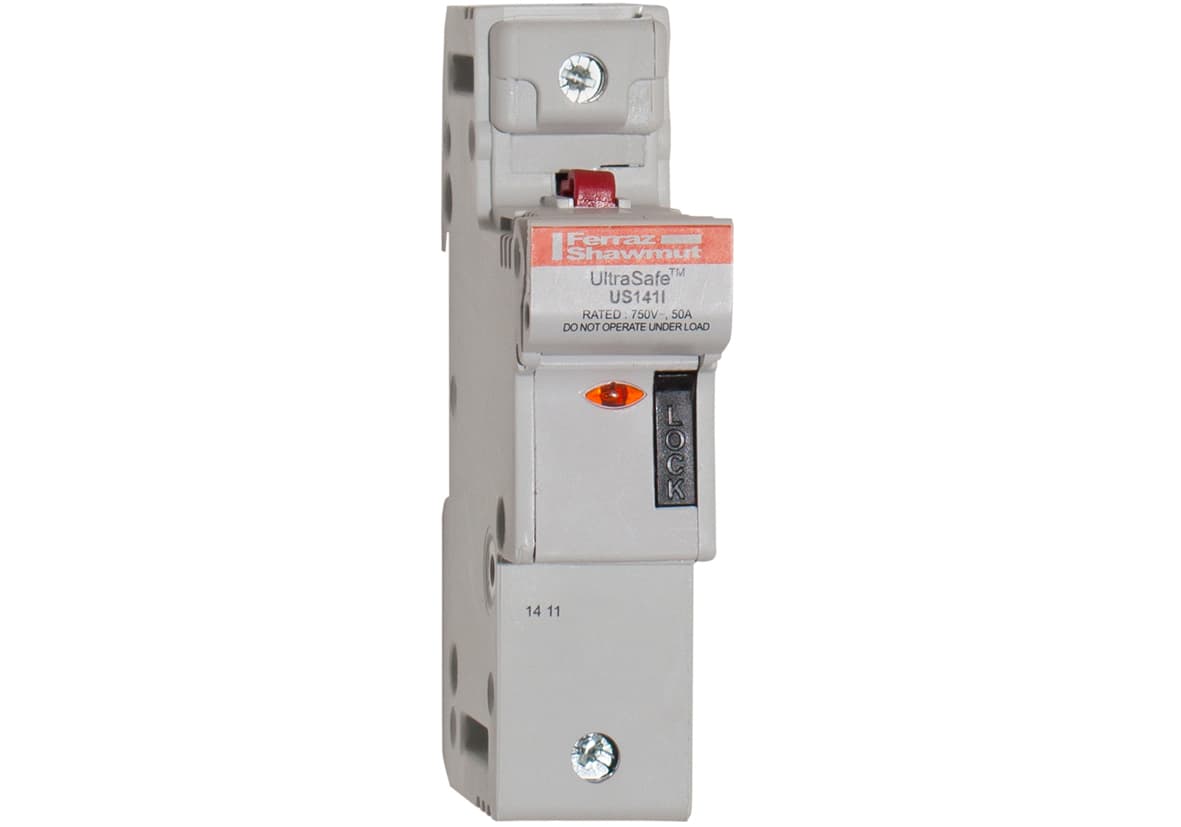 Mersen A331154 A331154 Mersen - Fuse Holder UltraSafe™ 800VAC 1000VDC UL Fuse size 14x51 1-Pole Visual Indicator Pressure Plate IP20 Mersen A331154 A331154 Mersen - Fuse Holder UltraSafe™ 800VAC 1000VDC UL Fuse size 14x51 1-Pole Visual Indicator Pressure Plate IP20