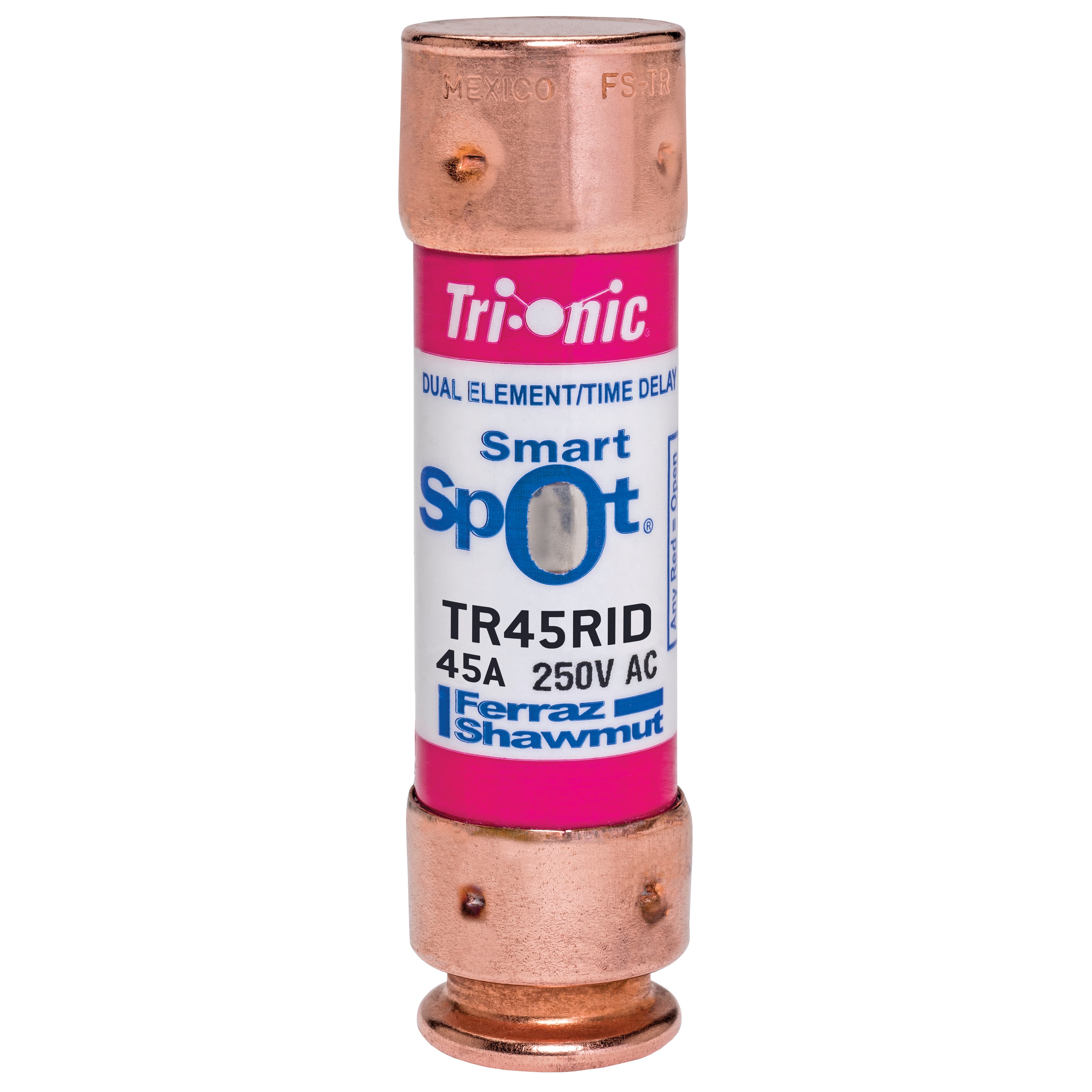 Mersen TR45RID TR45RID Mersen - Fuse TR-R - Class RK5 - Time-Delay 250VAC 250VDC 45A Ferrule SmartSpot® Tri-Onic® Mersen TR45RID TR45RID Mersen - Fuse TR-R - Class RK5 - Time-Delay 250VAC 250VDC 45A Ferrule SmartSpot® Tri-Onic®