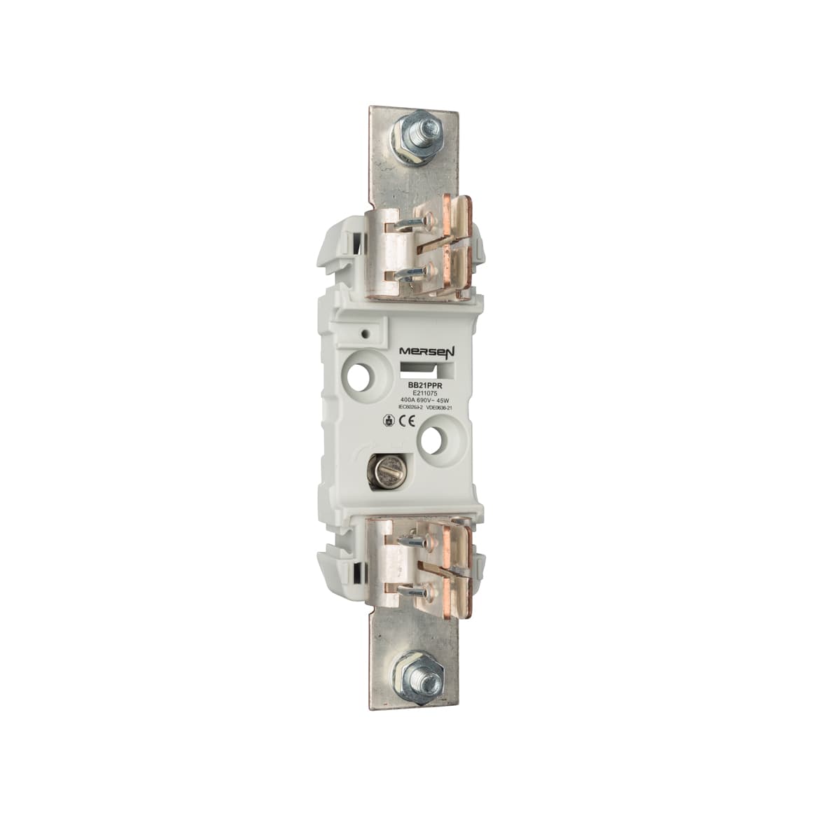 Mersen E211075 E211075 Mersen - NH plastic base Size NH2 1000VAC 1000VDC 400A 1-Pole DIN Rail Connection Screw PP Type Mersen E211075 E211075 Mersen - NH plastic base Size NH2 1000VAC 1000VDC 400A 1-Pole DIN Rail Connection Screw PP Type