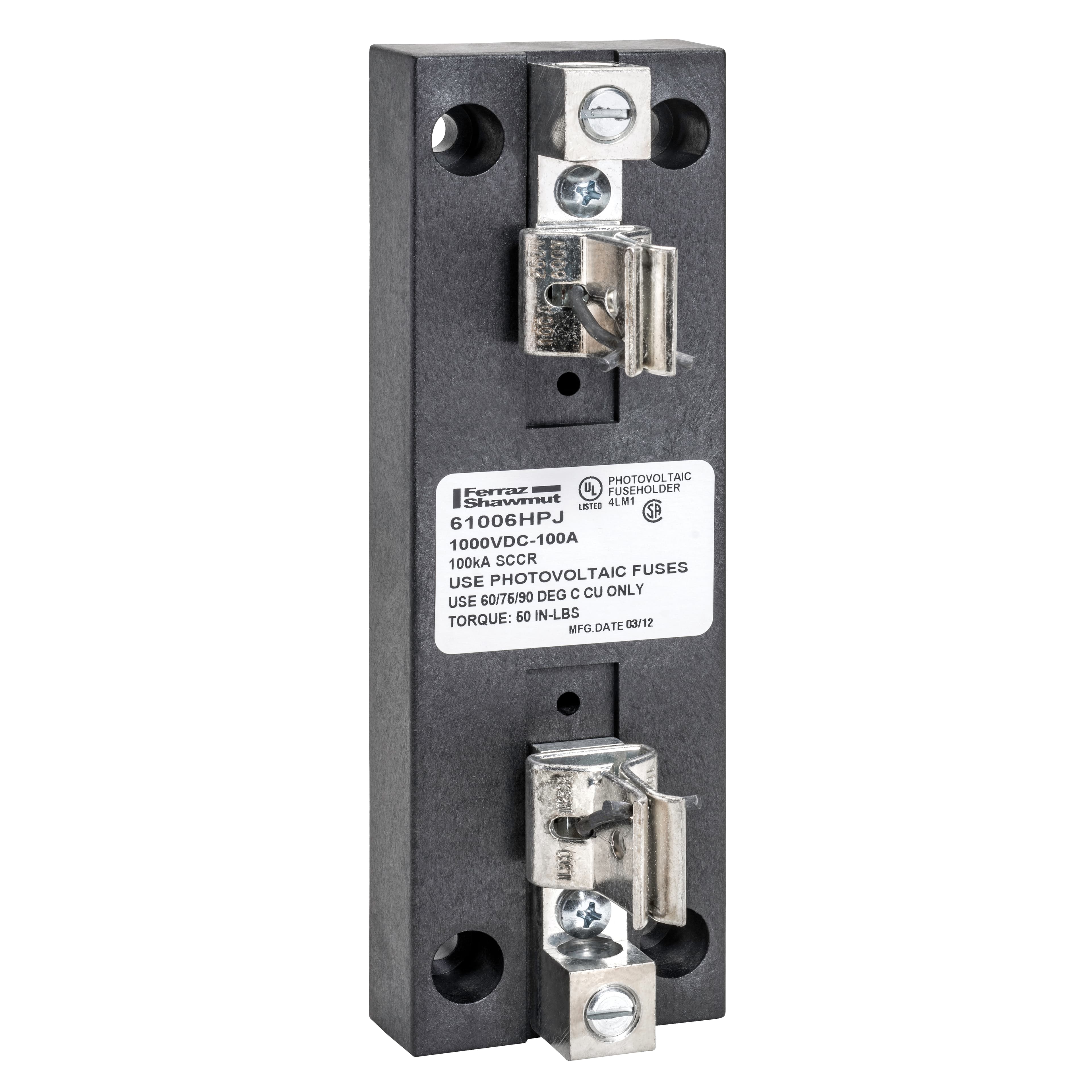 Mersen 61006HPJ 61006HPJ Mersen - Fuse Block 1000VDC Photovoltaic 100A 1-Pole Box Mersen 61006HPJ 61006HPJ Mersen - Fuse Block 1000VDC Photovoltaic 100A 1-Pole Box