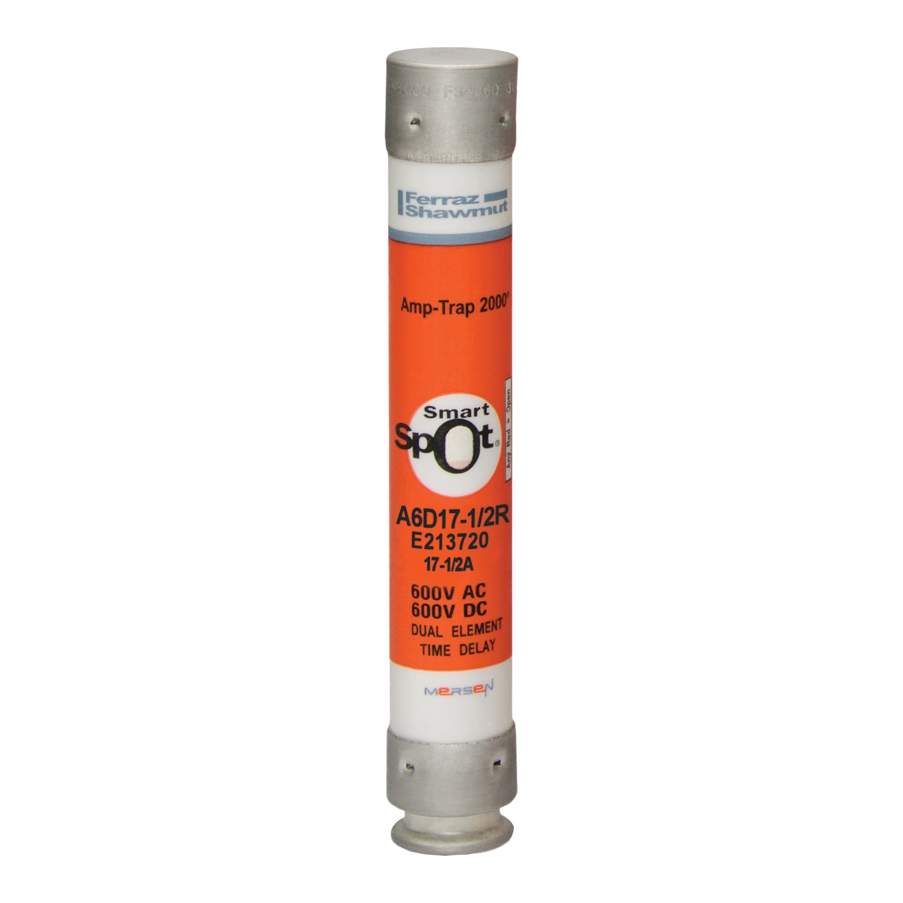 Mersen A6D17-1/2R A6D17-1/2R Mersen - Fuse A6D-R - Class RK1 - Time-Delay 600VAC 600VDC 17.5A Ferrule SmartSpot® Amp-Trap 2000® Mersen A6D17-1/2R A6D17-1/2R Mersen - Fuse A6D-R - Class RK1 - Time-Delay 600VAC 600VDC 17.5A Ferrule SmartSpot® Amp-Trap 2000®