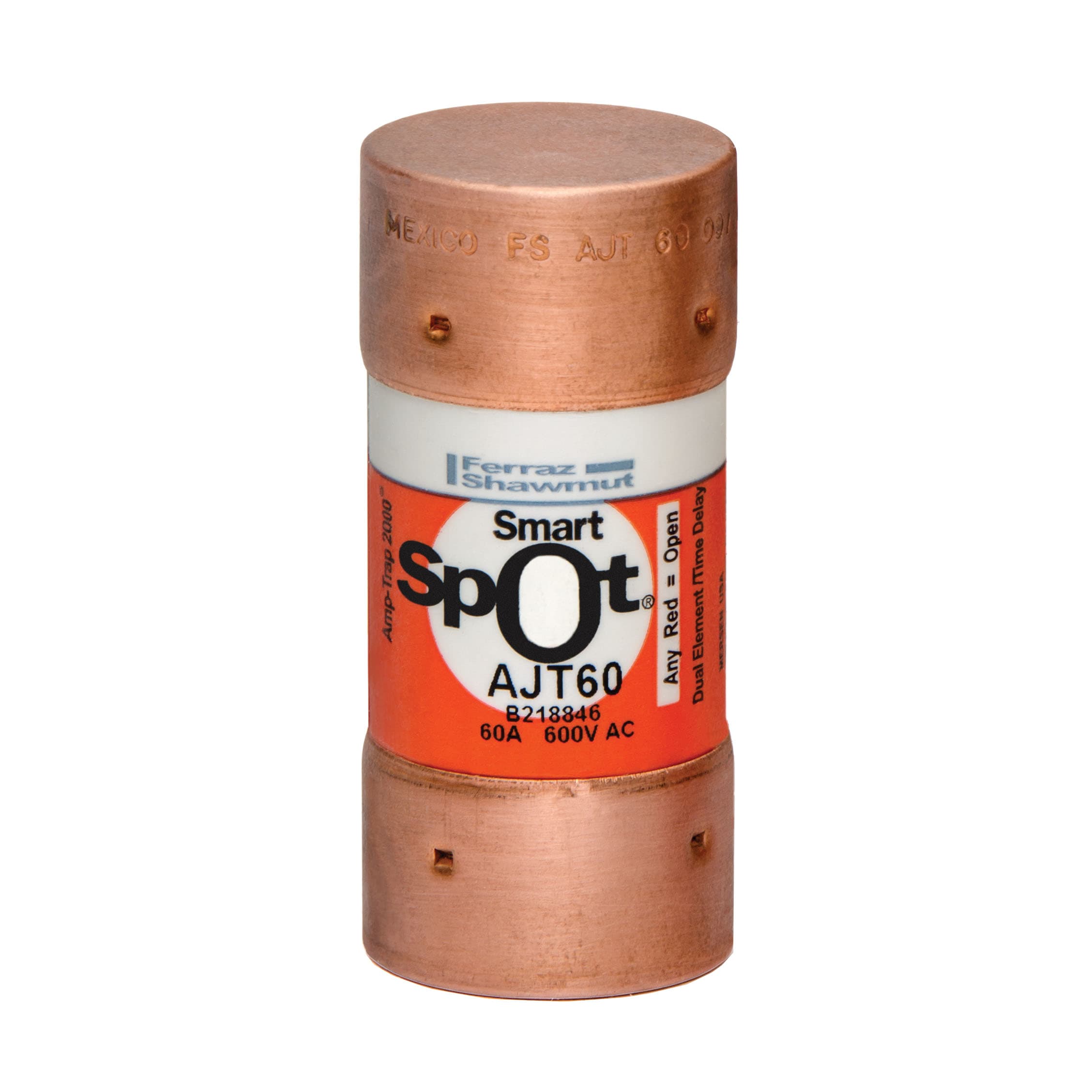 Mersen AJT60 AJT60 Mersen - Fuse AJT - Class J - Time-delay 600VAC 400VDC 60A Ferrule SmartSpot® Amp-Trap 2000® Mersen AJT60 AJT60 Mersen - Fuse AJT - Class J - Time-delay 600VAC 400VDC 60A Ferrule SmartSpot® Amp-Trap 2000®