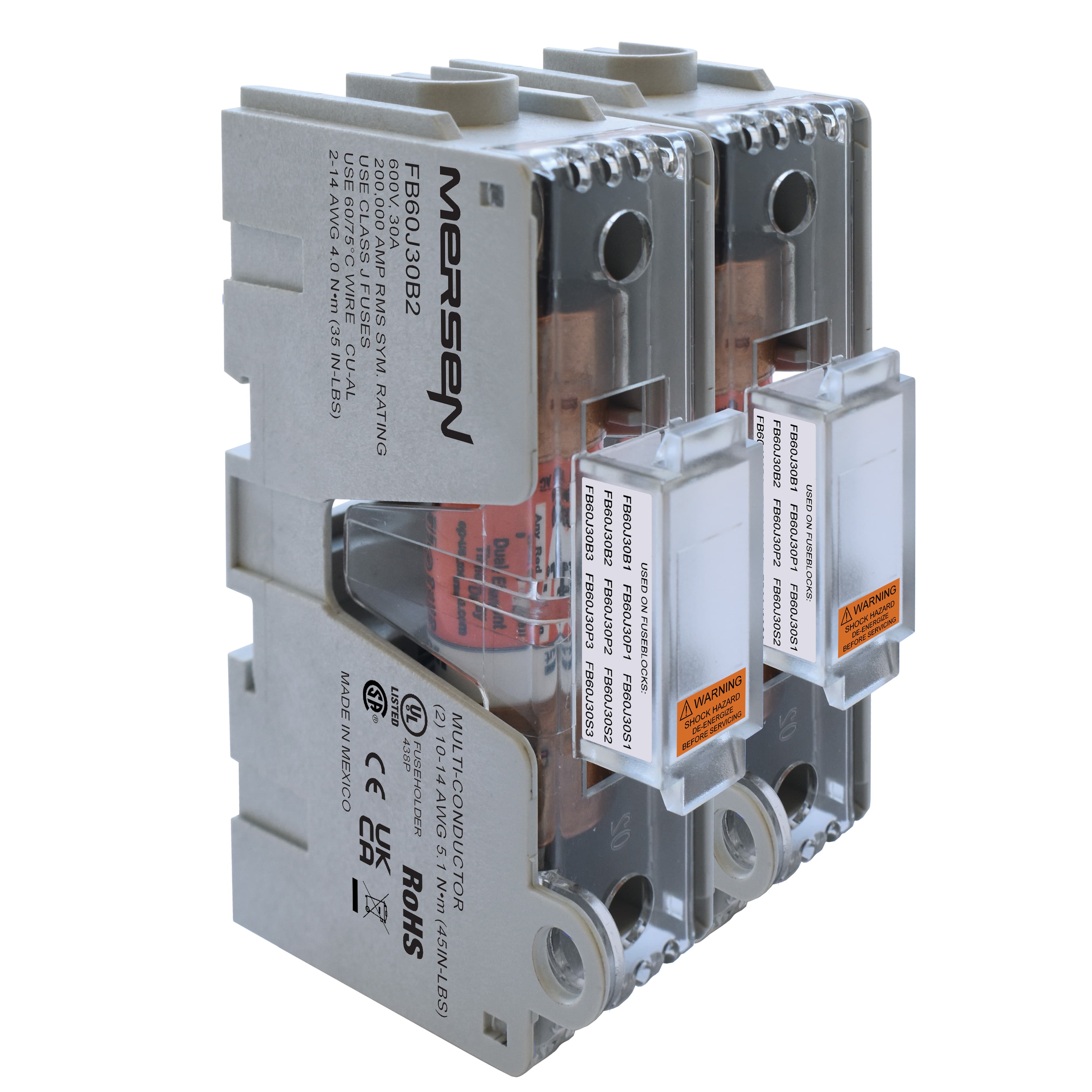Mersen FB60J30B2 FB60J30B2 Mersen - Fuse Block 600VAC 600VDC Class J 30A 2-Pole Box Mersen FB60J30B2 FB60J30B2 Mersen - Fuse Block 600VAC 600VDC Class J 30A 2-Pole Box