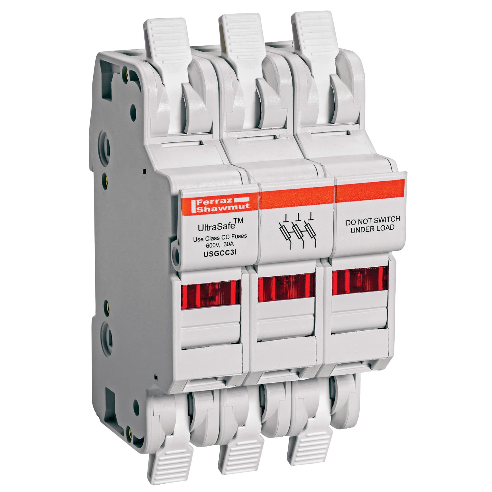 Mersen USGCC3I USGCC3I Mersen - Fuse Holder UltraSafe™ 600VAC 600VDC Class CC 30A 3-Pole LED Cage Clamp IP65 Mersen USGCC3I USGCC3I Mersen - Fuse Holder UltraSafe™ 600VAC 600VDC Class CC 30A 3-Pole LED Cage Clamp IP65
