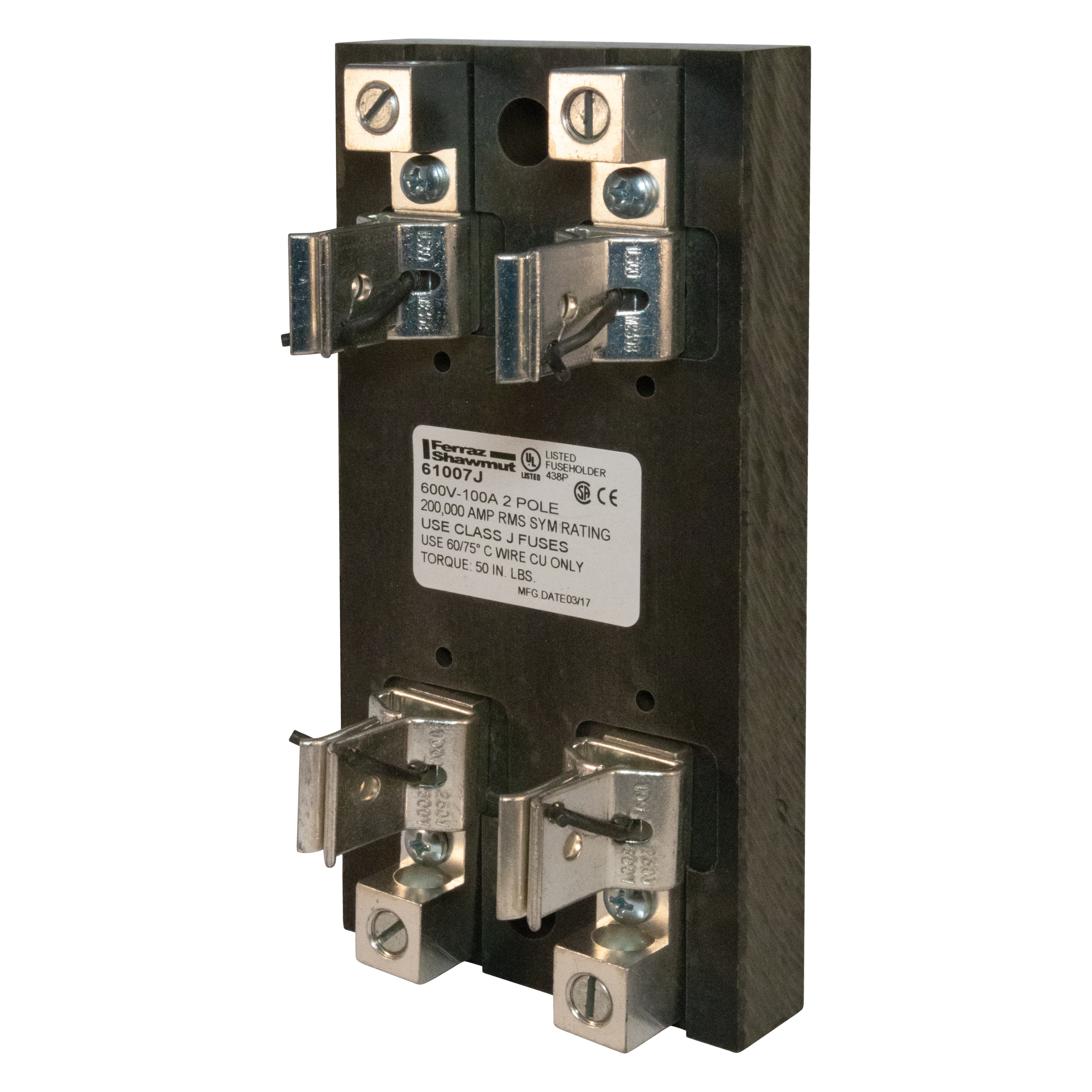 Mersen 61007J 61007J Mersen - Fuse Block 600VAC 600VDC Class J 100A 2-Pole Box with Reinforced Clip Mersen 61007J 61007J Mersen - Fuse Block 600VAC 600VDC Class J 100A 2-Pole Box with Reinforced Clip