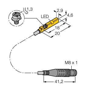 BIM-UNR-AP6X-0.6-PSG3M W/M Part Image. Manufactured by Turck.