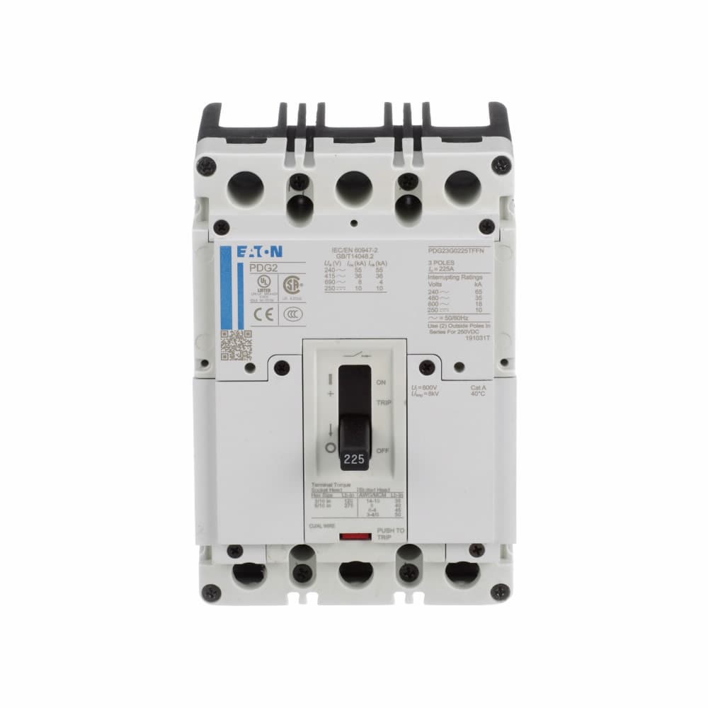 Eaton PDG23G0050TFFL PDG23G0050TFFL Eaton - Eaton Power Defense molded case circuit breaker, Globally Rated, Frame 2, Three Pole, 50A, 35kA/480V, T-M (Fxd-Fxd) TU, Standard Terminals Load Only (PDG2X3T100) Eaton PDG23G0050TFFL PDG23G0050TFFL Eaton - Eaton Power Defense molded case circuit breaker, Globally Rated, Frame 2, Three Pole, 50A, 35kA/480V, T-M (Fxd-Fxd) TU, Standard Terminals Load Only (PDG2X3T100)