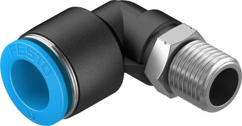 Festo 130734 push-in L-fitting QSL-1/4-12-20 360° orientable, male thread with external hexagon. Size: Standard, Nominal size: 8 mm, Type of seal on screw-in stud: coating, Assembly position: Any, Container size: 20 Festo 130734 push-in L-fitting QSL-1/4-12-20 360° orientable, male thread with external hexagon. Size: Standard, Nominal size: 8 mm, Type of seal on screw-in stud: coating, Assembly position: Any, Container size: 20