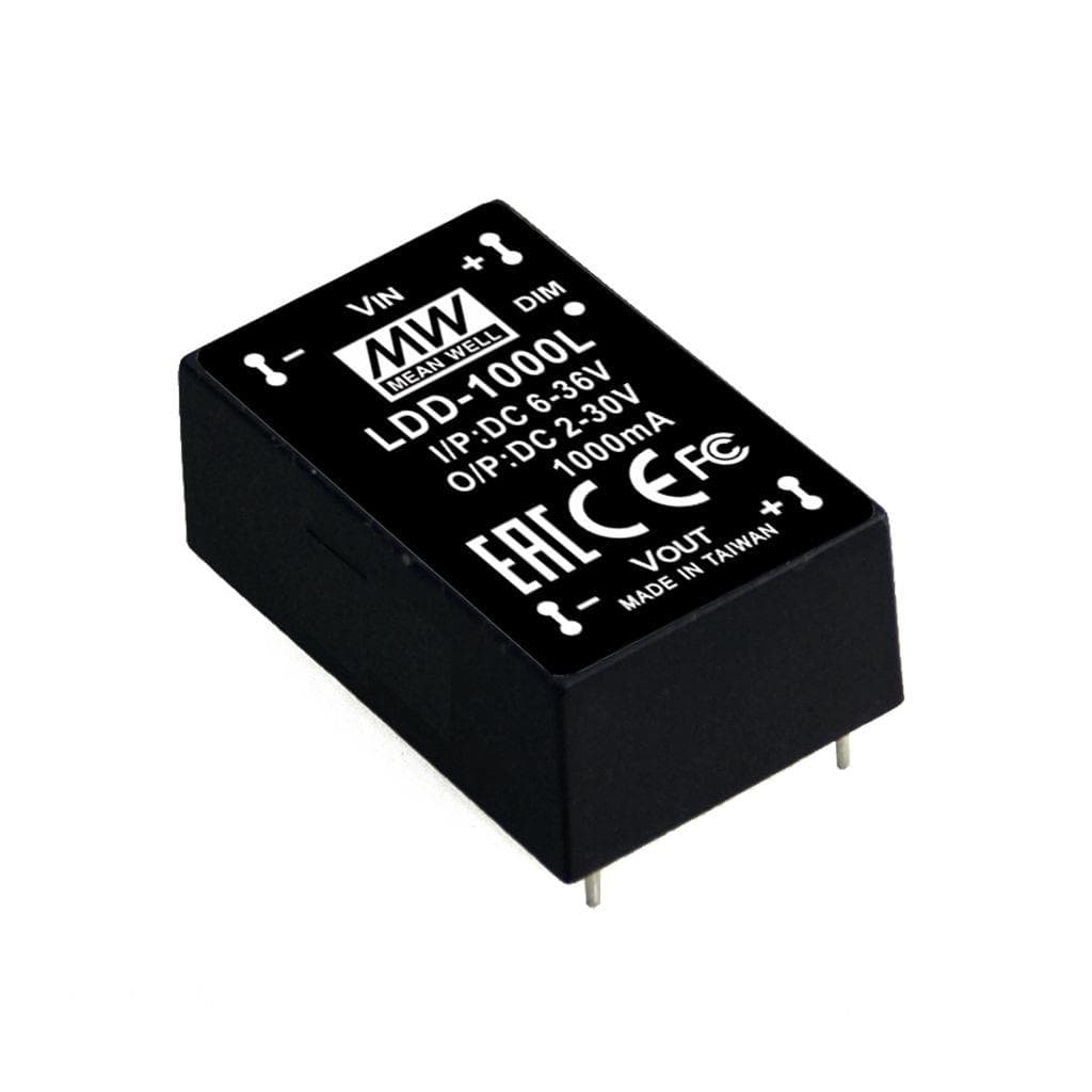 MEAN WELL LDD-1500L DC-DC Step down LED driver Constant Current (CC); Input 6-36Vdc; Output 1.5A at 2-30Vdc; PCB through hole; PWM + analog dimming and remote ON/OFF MEAN WELL LDD-1500L DC-DC Step down LED driver Constant Current (CC); Input 6-36Vdc; Output 1.5A at 2-30Vdc; PCB through hole; PWM + analog dimming and remote ON/OFF