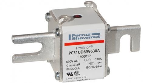 Mersen F300017 F300017 Mersen - Square Body High-Speed Fuse Protistor® Size 31 aR 690VAC IEC 700VAC UL 630A With Striker DIN 80 Blades Mersen F300017 F300017 Mersen - Square Body High-Speed Fuse Protistor® Size 31 aR 690VAC IEC 700VAC UL 630A With Striker DIN 80 Blades