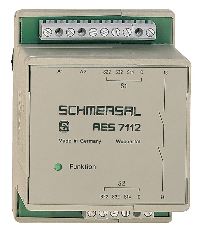 Schmersal AES 7112.2 230 VAC Safety-monitoring modules; Stop category 0; Monitoring of BNS range magnetic safety sensors; 1 safety contact, STOP 0 Schmersal AES 7112.2 230 VAC Safety-monitoring modules; Stop category 0; Monitoring of BNS range magnetic safety sensors; 1 safety contact, STOP 0