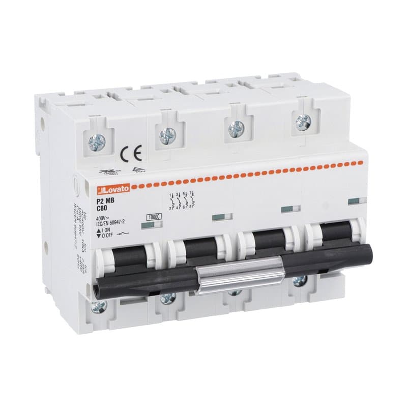 Lovato Electric P2MB4PC080 P2MB4PC080 Lovato - Miniature circuit breaker, 1P, 2P, 3P and 4P - 10kA, characteristic C, 80A Lovato Electric P2MB4PC080 P2MB4PC080 Lovato - Miniature circuit breaker, 1P, 2P, 3P and 4P - 10kA, characteristic C, 80A