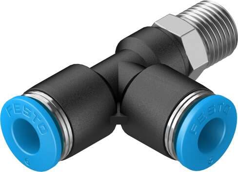 Festo 153118 push-in T-fitting QSTL-1/8-6 360° orientable, male thread with external hexagon. Size: Standard, Nominal size: 4,3 mm, Type of seal on screw-in stud: coating, Assembly position: Any, Container size: 10 Festo 153118 push-in T-fitting QSTL-1/8-6 360° orientable, male thread with external hexagon. Size: Standard, Nominal size: 4,3 mm, Type of seal on screw-in stud: coating, Assembly position: Any, Container size: 10