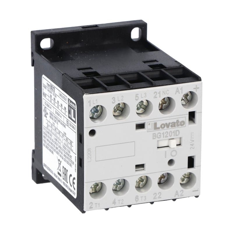 Lovato Electric 11BG1201D110 11BG1201D110 Lovato - Three-pole contactor, IEC operating current Ie (AC3) = 12A, DC coil, 110VDC, 1NC auxiliary contact Lovato Electric 11BG1201D110 11BG1201D110 Lovato - Three-pole contactor, IEC operating current Ie (AC3) = 12A, DC coil, 110VDC, 1NC auxiliary contact