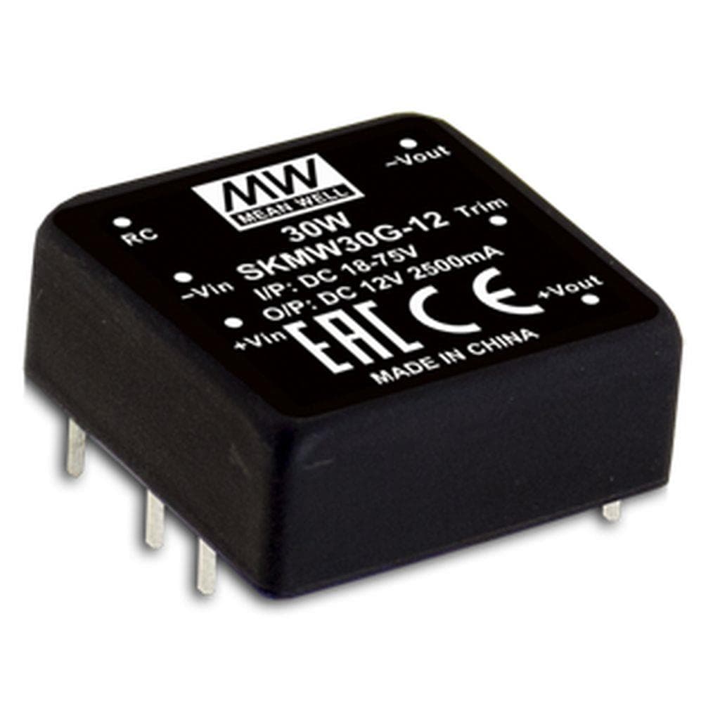 MEAN WELL SKMW30F-03 DC-DC Converter PCB mount; Input 9-36Vdc; Single Output 3.3Vdc at 7.5A; DIP Through hole package; 1" x 1" ultra compact size; Remote ON/OFF MEAN WELL SKMW30F-03 DC-DC Converter PCB mount; Input 9-36Vdc; Single Output 3.3Vdc at 7.5A; DIP Through hole package; 1" x 1" ultra compact size; Remote ON/OFF