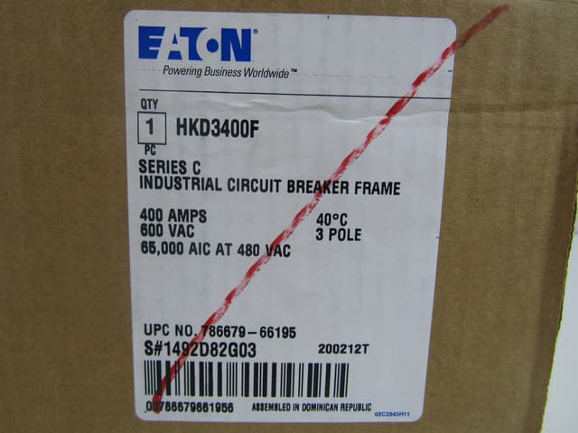 HKD3400F Part Image. Manufactured by Eaton.