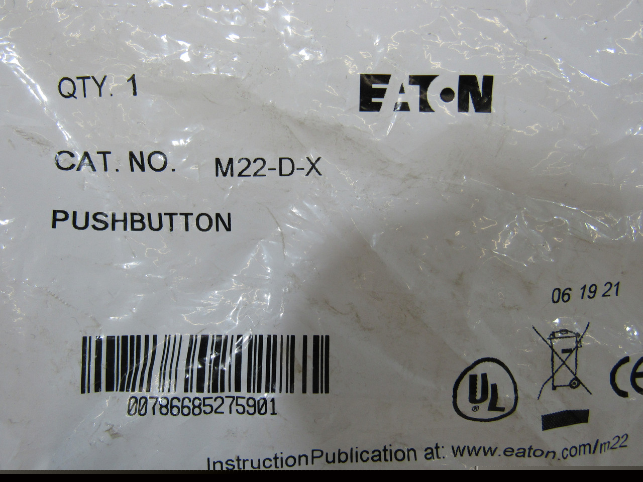 Eaton M22-D-X Eaton 22.5 mm RMQ-Titan Pushbutton,Buttonless,Silver bezel,IP67, IP69K,Non-illuminated,Flush mounting,NEMA 4X, 13,5,000,000 operations,Momentary,22.5 mm,Flush Pushbutton,M22 Eaton M22-D-X Eaton 22.5 mm RMQ-Titan Pushbutton,Buttonless,Silver bezel,IP67, IP69K,Non-illuminated,Flush mounting,NEMA 4X, 13,5,000,000 operations,Momentary,22.5 mm,Flush Pushbutton,M22
