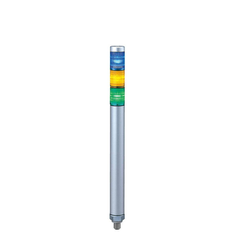 Patlite MP-302C-BYG 30mm 3-Tier LED Signal Tower at 24V DC, Direct Mount, M12 connector, Silver Body, LED: Blue, Amber, Green Patlite MP-302C-BYG 30mm 3-Tier LED Signal Tower at 24V DC, Direct Mount, M12 connector, Silver Body, LED: Blue, Amber, Green