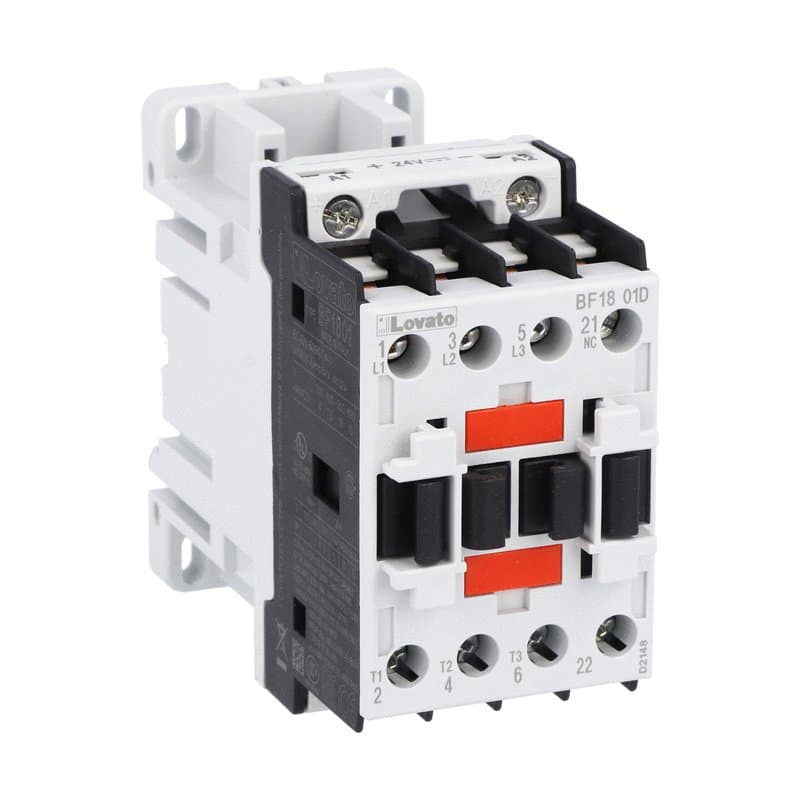 Lovato Electric BF1801D024 BF1801D024 Lovato - Three-pole contactor, IEC operating current Ie (AC3) = 18A, DC coil, 24VDC, 1NC auxiliary contact Lovato Electric BF1801D024 BF1801D024 Lovato - Three-pole contactor, IEC operating current Ie (AC3) = 18A, DC coil, 24VDC, 1NC auxiliary contact