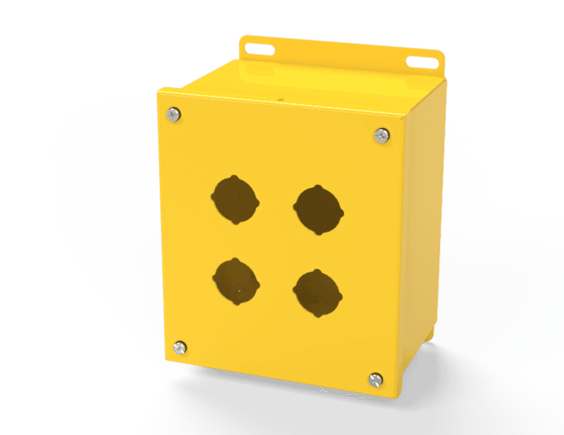 Saginaw Control SCE-4SPBX-RAL1018 PBX Enclosure, Height:7.25", Width:6.25", Depth:4.75", RAL 1018 Yellow powder coat inside and out. Saginaw Control SCE-4SPBX-RAL1018 PBX Enclosure, Height:7.25", Width:6.25", Depth:4.75", RAL 1018 Yellow powder coat inside and out.