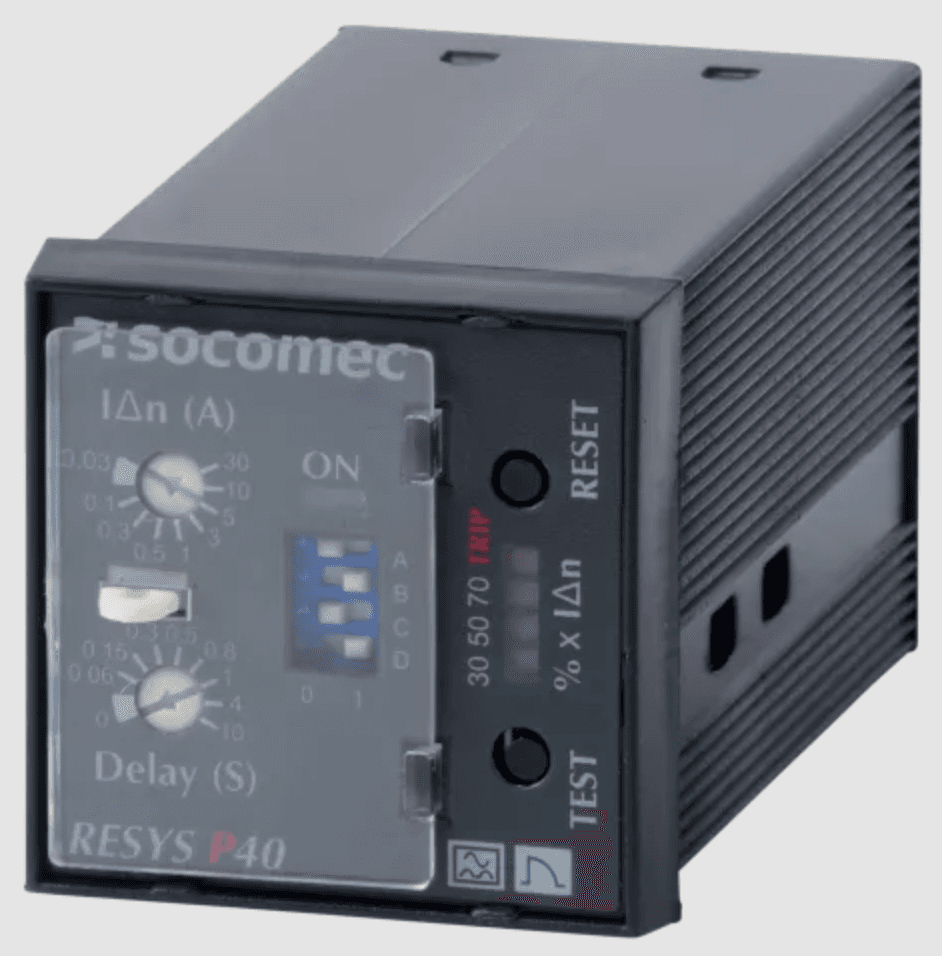 Socomec 49423723 Socomec 49423723 - Earth leakage relay RESYS P40 A type 400VAC Socomec 49423723 Socomec 49423723 - Earth leakage relay RESYS P40 A type 400VAC