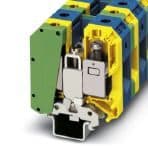 Phoenix Contact 3009163 Installation ground terminal block, PE/N block, consisting of a green-yellow ground terminal and a blue terminal block with screw bridge, Screw connection, cross section: 16 mm² - 50 mm², AWG: 6 - 1/0, width: 40 mm, color: green-yellow, mounting type: NS  Phoenix Contact 3009163 Installation ground terminal block, PE/N block, consisting of a green-yellow ground terminal and a blue terminal block with screw bridge, Screw connection, cross section: 16 mm² - 50 mm², AWG: 6 - 1/0, width: 40 mm, color: green-yellow, mounting type: NS