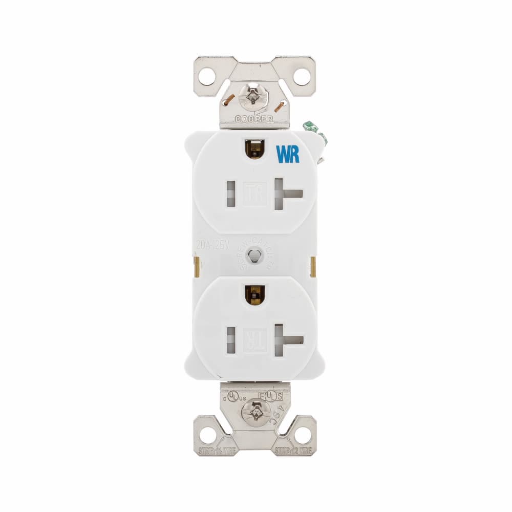 Eaton TWRBR20WBXSP TWRBR20WBXSP Eaton - Eaton commercial specification grade duplex receptacle,#14-10 AWG,20A,Commercial,Flush,125V,Back and side,Ivory,Nickel-plated brass,Weather resistant,Impact-resistant nylon face,Glass-filled nylon base,5-20R,Duplex,Screw,Nylon,ED Box Eaton TWRBR20WBXSP TWRBR20WBXSP Eaton - Eaton commercial specification grade duplex receptacle,#14-10 AWG,20A,Commercial,Flush,125V,Back and side,Ivory,Nickel-plated brass,Weather resistant,Impact-resistant nylon face,Glass-filled nylon base,5-20R,Duplex,Screw,Nylon,ED Box