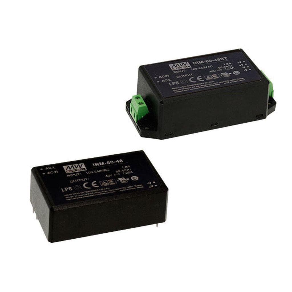 MEAN WELL IRM-60-24ST AC-DC Single output Encapsulated power supply; Output 24Vdc at 2.5A; Screw Terminal style; miniature size MEAN WELL IRM-60-24ST AC-DC Single output Encapsulated power supply; Output 24Vdc at 2.5A; Screw Terminal style; miniature size