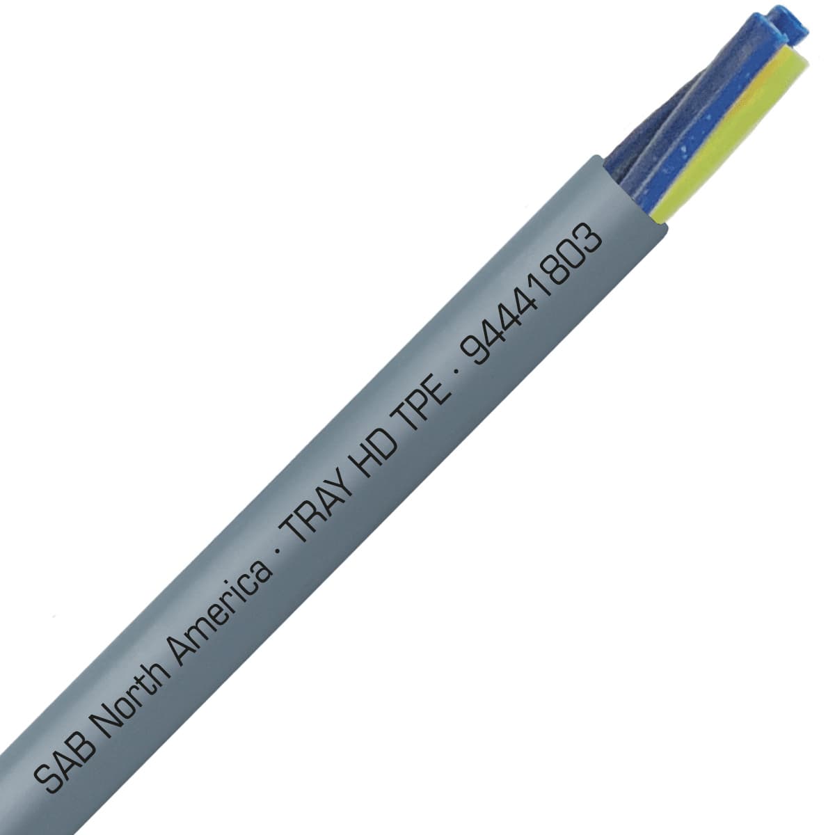 SAB 94441803 TRAY HD TPE - 18 AWG/3c, heavy duty exposed run TPE tray cable with blue conductors, UL, CSA, CE, RoHS SAB 94441803 TRAY HD TPE - 18 AWG/3c, heavy duty exposed run TPE tray cable with blue conductors, UL, CSA, CE, RoHS