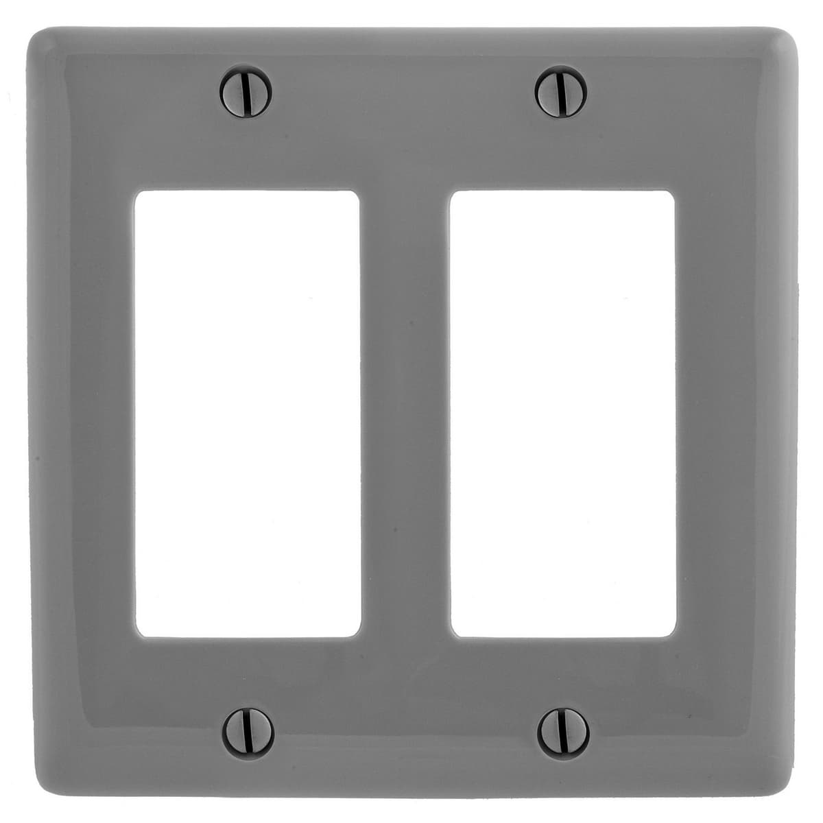 Hubbell NP262GY Wallplates and Box Covers, Wallplate, Nylon, 2-Gang, 2) Decorator, Gray  ; Reinforcement ribs for extra strength ; Captive screw feature holds mounting screw in place ; High-impact, self-extinguishing nylon material ; Standard Size is 1/8" larger to give  Hubbell NP262GY Wallplates and Box Covers, Wallplate, Nylon, 2-Gang, 2) Decorator, Gray  ; Reinforcement ribs for extra strength ; Captive screw feature holds mounting screw in place ; High-impact, self-extinguishing nylon material ; Standard Size is 1/8" larger to give
