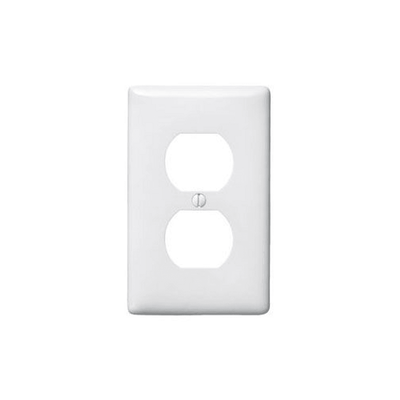 Hubbell NP8W Wallplates and Box Covers, Wallplate, Nylon, 1-Gang, 1) Duplex, White.  ; Reinforcement ribs for extra strength ; Captive screw feature holds mounting screw in place ; High-impact, self-extinguishing nylon material ; Standard Size is 1/8" larger to give y Hubbell NP8W Wallplates and Box Covers, Wallplate, Nylon, 1-Gang, 1) Duplex, White.  ; Reinforcement ribs for extra strength ; Captive screw feature holds mounting screw in place ; High-impact, self-extinguishing nylon material ; Standard Size is 1/8" larger to give y