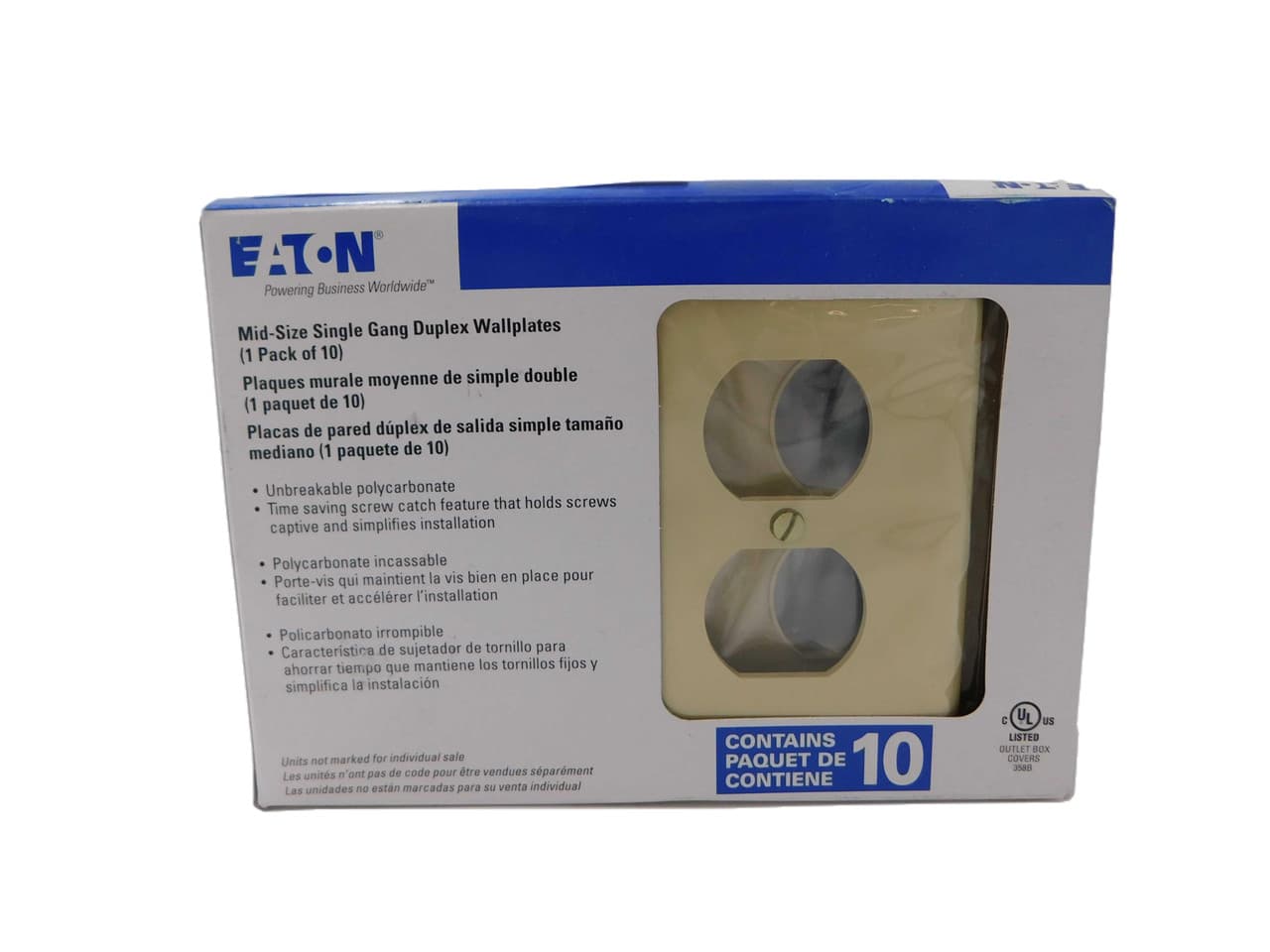 Eaton PJ8V-10-LW Eaton PJ8V-10-LW Wallplates and Accessories Wallplate Ivory 10BOX Eaton PJ8V-10-LW Eaton PJ8V-10-LW Wallplates and Accessories Wallplate Ivory 10BOX