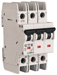 Eaton FAZ-C2/3-DC Miniature circuit breaker, 3 pole, 2 A, C trip curve, 125 VDC per pole, UL489 Eaton FAZ-C2/3-DC Miniature circuit breaker, 3 pole, 2 A, C trip curve, 125 VDC per pole, UL489