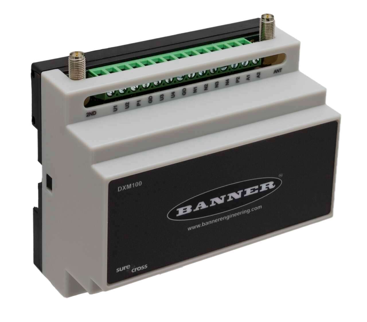 Banner DXM100-S2R2 DXM100 Modbus Slave Device; Multihop Radio 900 MHz 1 W; Inputs: 4 Universal, SDI-12 Interface; Outputs: 4 NMOS Discrete, 2 Analog, 2 DC Latching, 2 Switched Power, 1 Courtesy Power; RS485 Banner DXM100-S2R2 DXM100 Modbus Slave Device; Multihop Radio 900 MHz 1 W; Inputs: 4 Universal, SDI-12 Interface; Outputs: 4 NMOS Discrete, 2 Analog, 2 DC Latching, 2 Switched Power, 1 Courtesy Power; RS485
