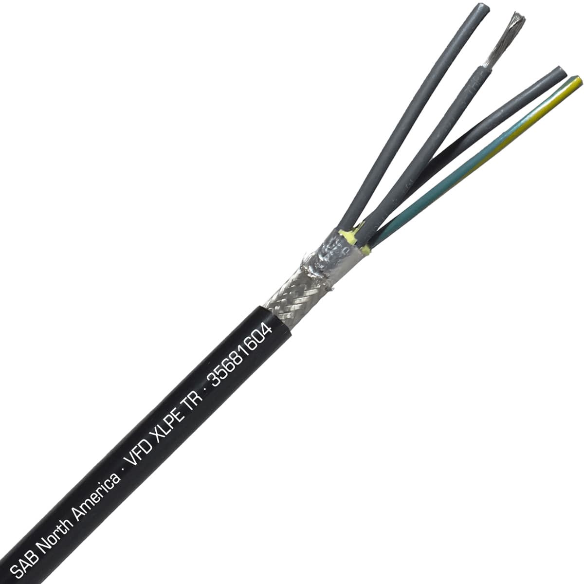 SAB 35681604 VFD XLPE TR - 16 AWG/4c, oil resistant XLPE insulated VFD cable with foil and braid shield, UL, CSA, WTTC, TC-ER, CE, RoHS SAB 35681604 VFD XLPE TR - 16 AWG/4c, oil resistant XLPE insulated VFD cable with foil and braid shield, UL, CSA, WTTC, TC-ER, CE, RoHS