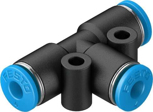 Festo 153128 push-in T-connector QST-4 Size: Standard, Nominal size: 2,6 mm, Assembly position: Any, Container size: 10, Design structure: Push/pull principle Festo 153128 push-in T-connector QST-4 Size: Standard, Nominal size: 2,6 mm, Assembly position: Any, Container size: 10, Design structure: Push/pull principle