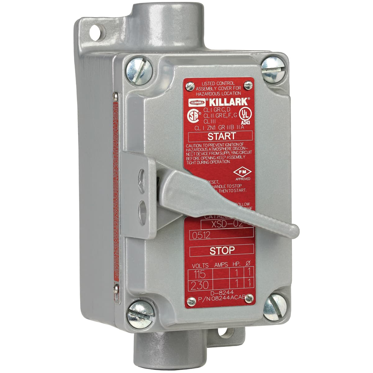 Hubbell XS-41C XS Series - Aluminum Feed-Thru Box And Cover With 1-Pole Tumbler Switch- Conduit Hub Size 1/2 In - 20 Amps ; Front lever rotary operated switch assemblies. ; Standard provisions for padlocking in either “ON” or “OFF” position. ; The lever is connected to Hubbell XS-41C XS Series - Aluminum Feed-Thru Box And Cover With 1-Pole Tumbler Switch- Conduit Hub Size 1/2 In - 20 Amps ; Front lever rotary operated switch assemblies. ; Standard provisions for padlocking in either “ON” or “OFF” position. ; The lever is connected to