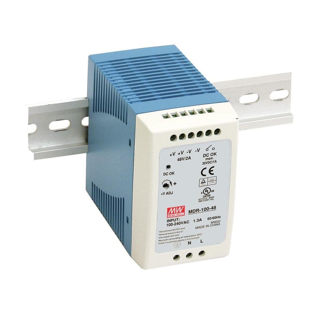 MEAN WELL MDR-100-12 AC-DC Industrial DIN rail power supply; Output 12Vdc at 7.5A; plastic case MEAN WELL MDR-100-12 AC-DC Industrial DIN rail power supply; Output 12Vdc at 7.5A; plastic case