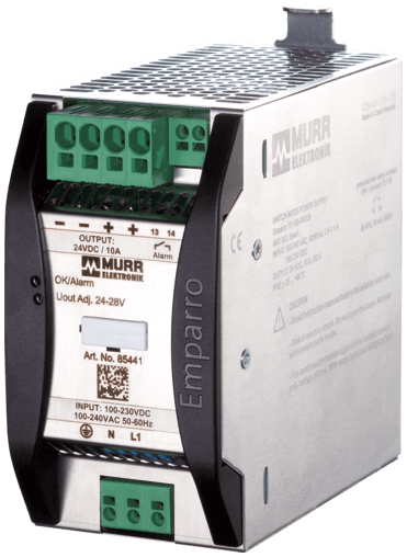 Murr Elektronik 85438 85438 Murrelektronik - EMPARRO POWER SUPPLY 1-PHASE, IN: 100-240VAC OUT: 48-56VDC/5A, Power Boost - for 4 seconds 50% additional power, Alarm Contact Murr Elektronik 85438 85438 Murrelektronik - EMPARRO POWER SUPPLY 1-PHASE, IN: 100-240VAC OUT: 48-56VDC/5A, Power Boost - for 4 seconds 50% additional power, Alarm Contact