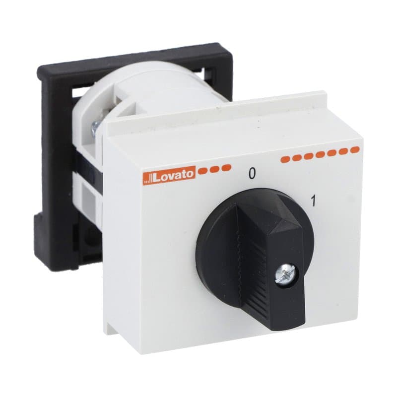 Lovato Electric 7GN2590O48 7GN2590O48 Lovato - Rotary cam switch 7GN series, ON-OFF switch 1 pole 25A, modular service cover for 35mm DIN reail mounting with black handle, front plate 45X54mm Lovato Electric 7GN2590O48 7GN2590O48 Lovato - Rotary cam switch 7GN series, ON-OFF switch 1 pole 25A, modular service cover for 35mm DIN reail mounting with black handle, front plate 45X54mm