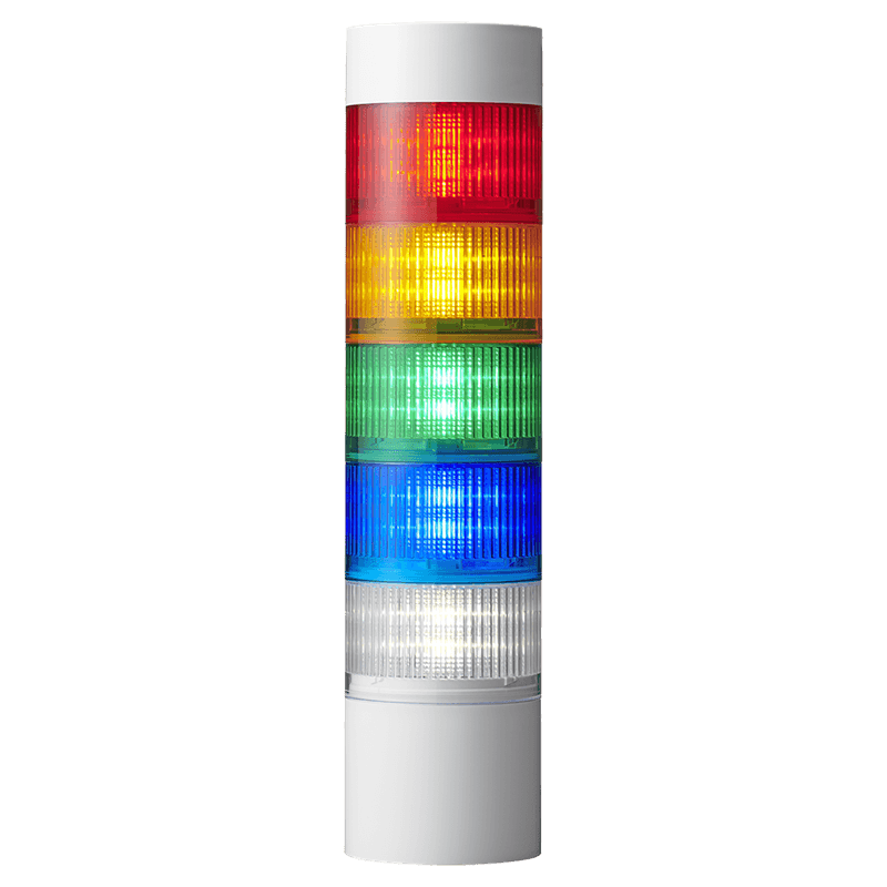 Patlite LR10-5M2WJBW-RYGBC AC Type 5-tier RYGBC LED, 100mm Washdown Safe Signal Tower with Buzzer for Direct Mount with Cable Patlite LR10-5M2WJBW-RYGBC AC Type 5-tier RYGBC LED, 100mm Washdown Safe Signal Tower with Buzzer for Direct Mount with Cable