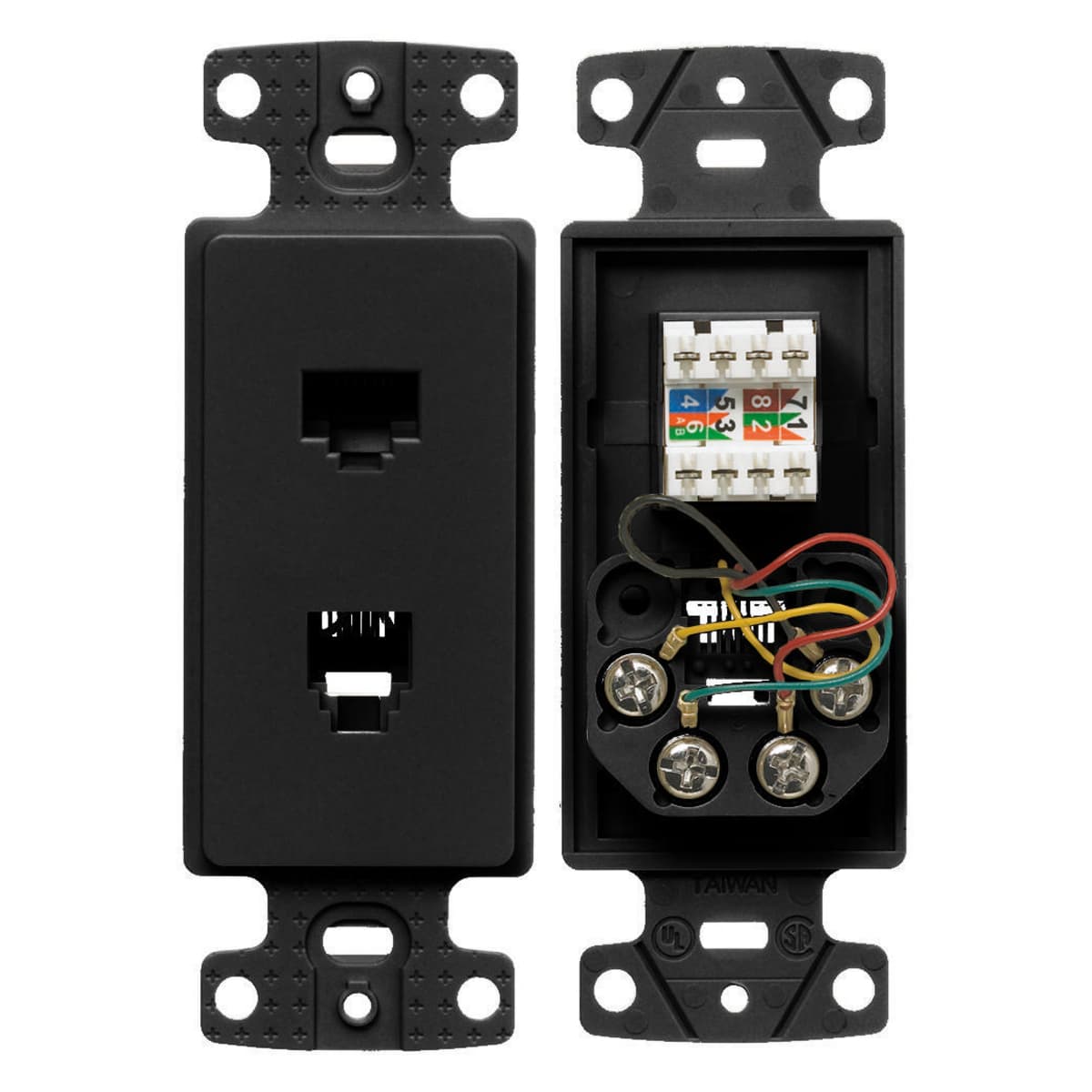 Hubbell NS784BK Plate Frame with Cat 5e Jack and 6- Position 4-Conductor Jack, Screw Terminal, Black  ; Meets FCC part 68 ; High impact-resistant thermoplastic frame ; Standard Product Hubbell NS784BK Plate Frame with Cat 5e Jack and 6- Position 4-Conductor Jack, Screw Terminal, Black  ; Meets FCC part 68 ; High impact-resistant thermoplastic frame ; Standard Product